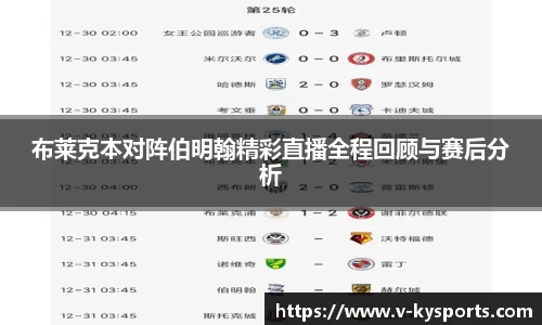 布莱克本对阵伯明翰精彩直播全程回顾与赛后分析
