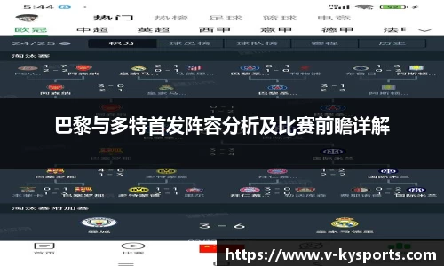 巴黎与多特首发阵容分析及比赛前瞻详解
